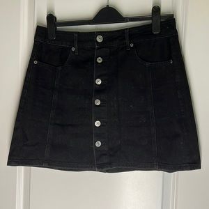 Black Denim Hi Rise A Line Skirt Button Front (1 of 2 sizes in my closet!)